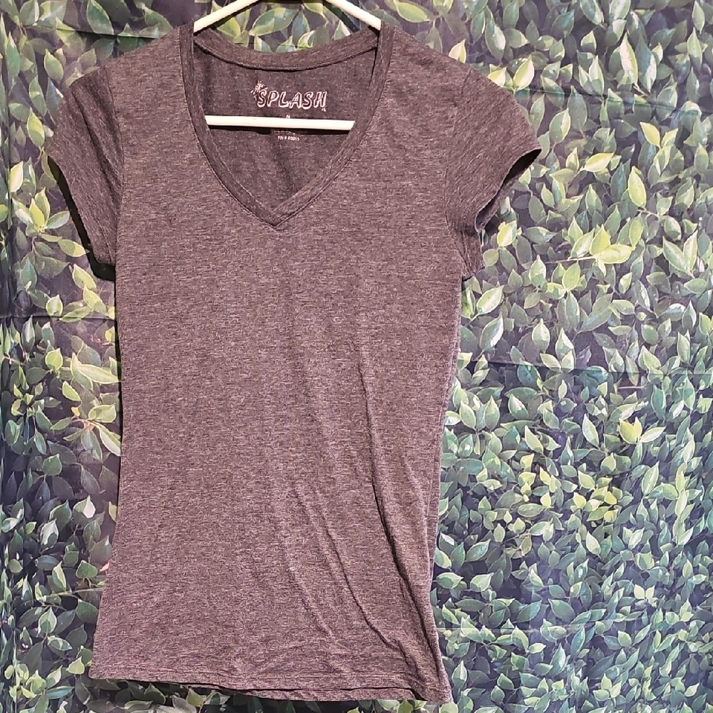 Splash Women's Charcoal V-Neck Tee‎